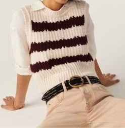 Ba&Sh Soju Sweater Vest in Cream/Wine for women
