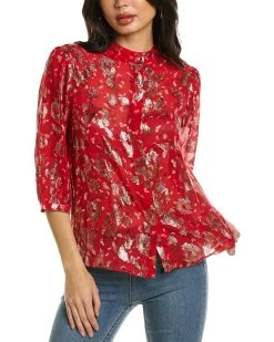 ba&sh Metallic Silk-Blend Blouse for women