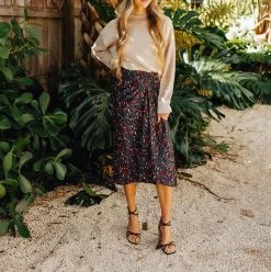 Ba&Sh Phoebe Print Midi Skirt in Nuit for women