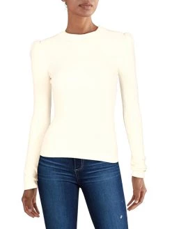 BA & SH Womens Puff Sleeve Ribbed Pullover Sweater