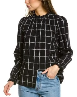 BA&SH Lace Collar Linen-Blend Blouse for women