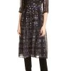 Ba&Sh Haline V-Neck Floral Midi Dress in Nuit for women