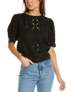 BA&SH Puff-Sleeve Linen-Blend Blouse for women