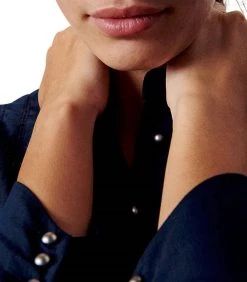 Ba&Sh Laura Pintucked High Neck Blouse in Navy for women -BaSh store e19899b1b5a54cf5a67fa34eb293665a 1080x