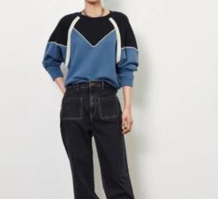 Ba&Sh Brick Cotton Sweatshirt In Blue for women -BaSh store e25a01940da84ac0bd9f4cbb002b6361 1080x