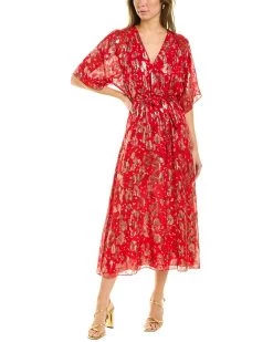 ba&sh Metallic Silk-Blend Midi Dress for women